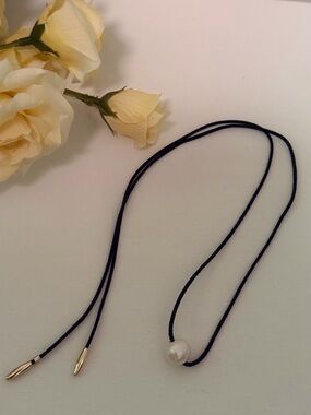 Roxanne Assoulin Authentic Pearl Pendant Necklace on Brown Cord NEW